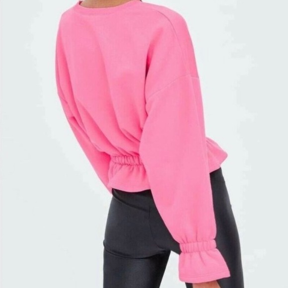 Zara | Tops | Hot Pink Zara Peplum Sweatshirt | Poshmark